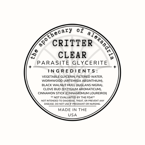 Critter Clear Glycerite Ingredients • The Apothecary of Alexandria LLC